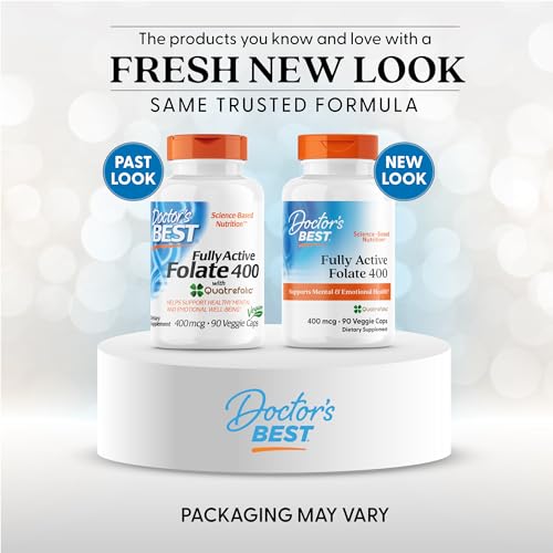 DOCTOR’S BEST FULLY ACTIVE FOLATE WITH QUATREFOLIC400 MCG, HEALTHY MOOD, MEMORY, CIRCULATION, WELL-BEING, 90 VC