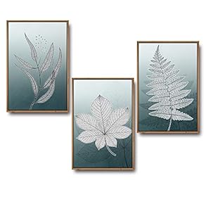 3 Piece Framed Canvas Wall Art for Living Room, Bedroom Leaf Theme Canvas Prints for Home Decoration Ready to Hang - 16"x24"x3 Panels