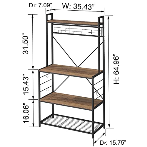 IBF Kitchen Bakers Rack, Industrial Microwave Oven Stand, Wood and