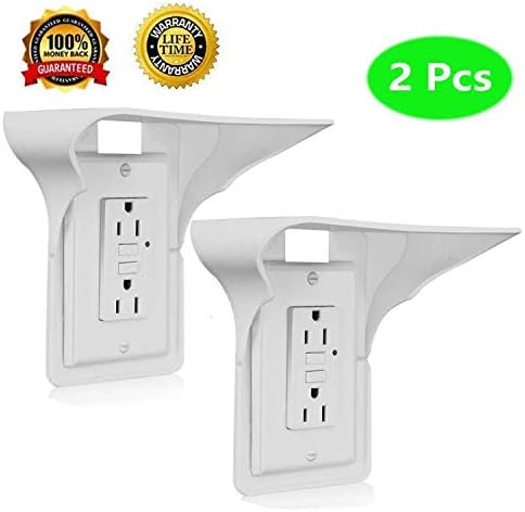 Srxing Socket Shelf, Wall Outlet Shelf, Shelf Outlet - Holds Up to 10 lbs, Storage Theory Space Saving Solution - Easy Install (White), 2 Pack