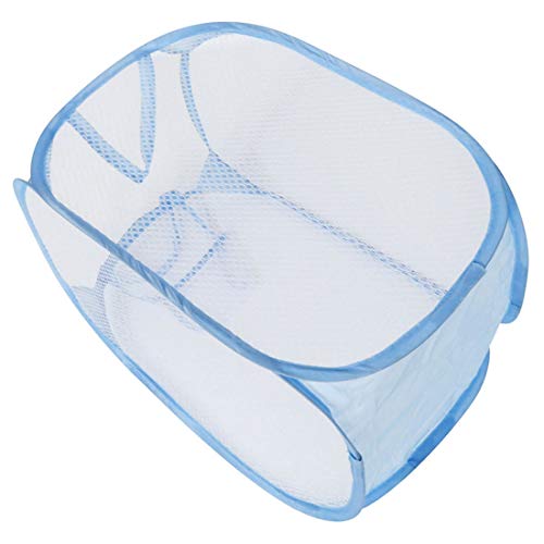 Portable, Durable Handles, Laundry Basket Pop Up Mesh Bin Tidy Storage Foldable Cloth Washing Bags Hamper 2Pcs (Blue)