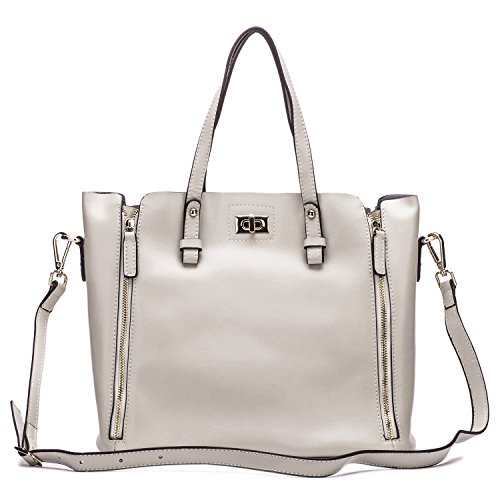 Lovely Women Ladies' Genuine Leather Tote Bag Handbag Shoulder Bag, JCZ309 (Off-white)