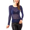 Easy Young Fashion Damesshirt met lange mouwen, transparant