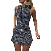 TYATVS Polka Dot Mini Dress for Women Sleeveless Tank Halter Dress Vintage Downtown Girl Clothes Party Going Out