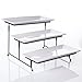Food Serving Tray Set 3 Tier Metal Display Stand With Three White Rectangular Dishes Platters Wire Footed Steel Rack For Salad Bowls Fruit Cake Cookies Collapsible Classy Serveware for Parties Hosting