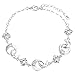 EleQueen 925 Sterling Silver Round CZ Moon Star Bracelet Chain, 6.9