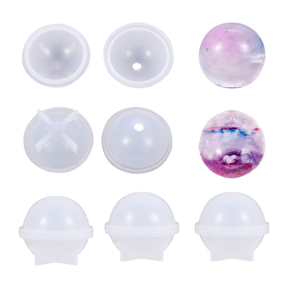 Boutigem 5pcs Sphere Resin Silicone Mold 30mm Ball Round Epoxy Resin Mold for DIY Necklace Bracelet Jewelry Orb Pendant, Candle Wax, Homemade Soap, Bath Bomb