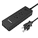 ORICO Surge Protector Power Strip, 2-Outlet Surge Protector Power Strip with 5Ft Power Cord 1700J with 4 USB Charger Ports - Charges Phones,Tablets, Home and Office - Black