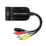 Wiistar HDMI to Male AV CVBS S-Video Converter Adapter HDMI to Male 3RCA Composite R/L S Video 1080P Video Converter Box with AV Svideo Cable