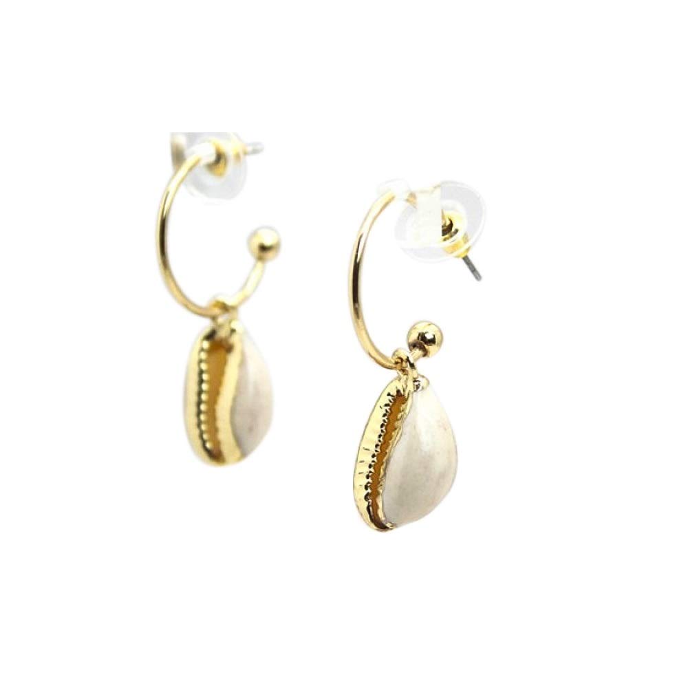 BellaMira Lifestyle Accessories 'Spirit of the Ocean' Cowrie Shell Layer Necklace or Earrings Gold Plated (as chosen) Elegant Jewellery Gift Boxed ('Spirit of the Ocean' Shell Hoops)