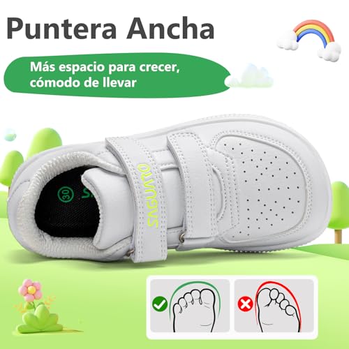 SAGUARO Zapatillas Barefoot Niños Niñas Zapatos Minimalistas Casual con Puntera Ancha Zero-Drop Cierre Autoadherente, Tallas EU 25-35