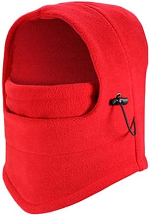 OUOK Men Fleece Balaclava Hat Hood Ski Bike Wind Stopper Face Mask Neck Warmer Helmet Cap Red