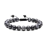 MAOCEN Handmade Mens Bracelets 8mm Healing Energy Stone Bead Size Adjustable