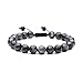 Handmade Mens Bracelets Healing Energy Stone Bead 8mm (Dark gray)