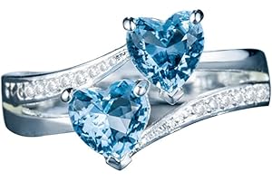 FashionStylish Female Rings Silver-Plated Double Heart-Shaped Cubic Zircons Wedding Ring for Women Girls Nice Gift for Birthd