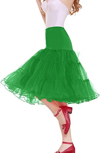Vianla Women's 50s Vintage Rockabilly Petticoat,26" Length Net Underskirt Green L