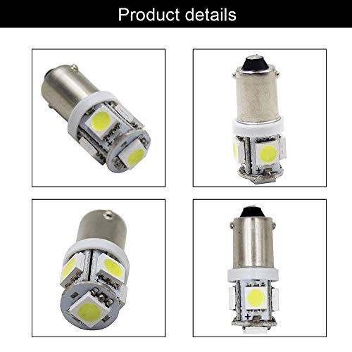 Yolu 2pcs LED Car Lights Bulbs BA9 BA9S 5SMD Super Bright White Turn Signal Light Bulbs 53 57 182 257