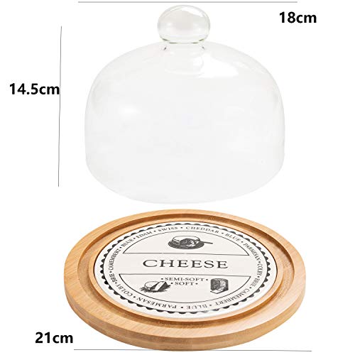 Ceramic Serving Platter Round Cake Stand with Dome Ceramic Dessert Stand Cake PlateTray Server Use as Salad Punch Bowl/Veggie Desert Platter/Nachos & Salsa Plate Ø 21x16cm