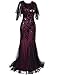 PrettyGuide Women's Evening Dress 1920s Sequin Deco Mermaid Hem Maxi Long Ball Gown Burgundy XL