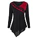 Tsmile Womens Blouse Clearance Fashion Two Tone Lace Trim Asymmetrical Tops Ladies Long Sleeve Casual V-neck Pullover Blouse