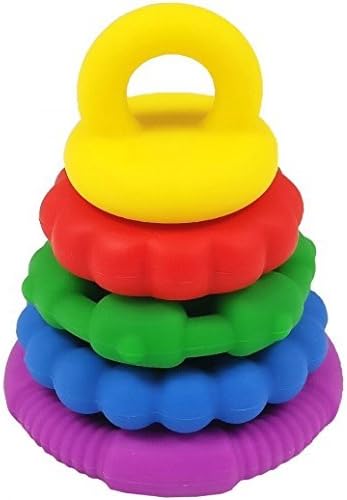 Stacking Toys - Unisex Silicone Stackable Teething Rings for Baby and Toddlers - Silicone Sensory Stacking Teether Toys - Premium Food Grade Silicone Rainbow Stacker - BPA Free by MIP Baby