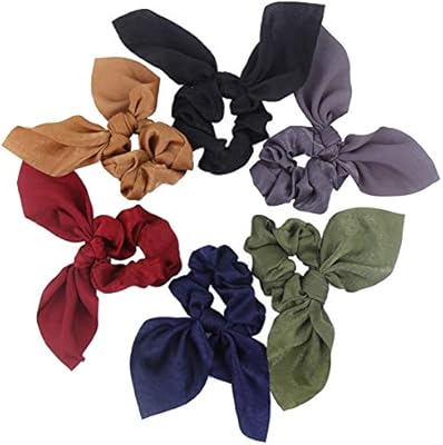 Hair Scarf Silk Scrunchies Ponytail 6 Pack Solid Dream Colors