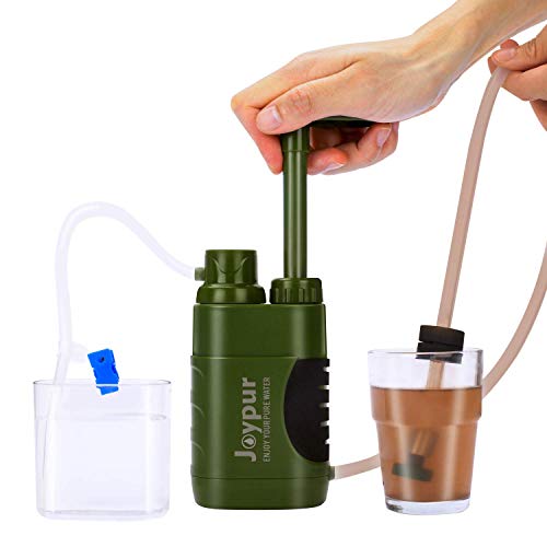 Joypur Portable Outdoor Water Purifier Camping 0.01 Micron Emergency Backpacking Water Filter for Hiking with 3-Stage Filter Pump