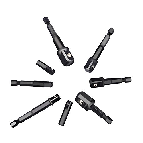Drill Socket Adapter for Impact Driver with Hex Shank to Square Socket Drill Bits Bar Extension set 8 Pieces by LnBirch - Thumbnail 6