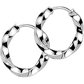 18GA 316L Stainless Steel 2.5mm Thick Twisted Hinged Hoop Earrings, Sold as a Pair