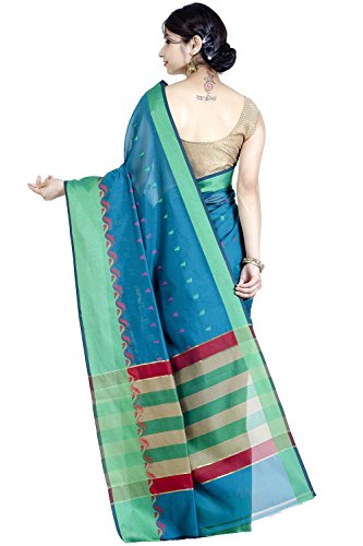 Chandrakala Green Banarasi Cotton Silk Saree - Image 6