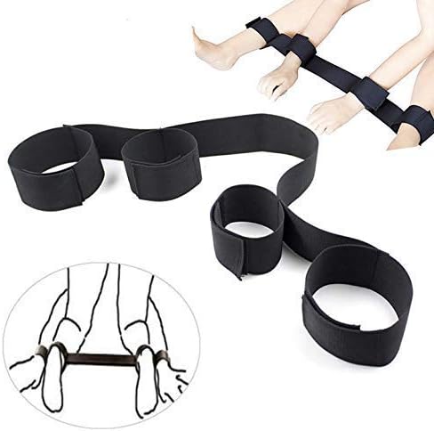 DGz Expandable Spreader Bar Adjustable Straps Set Position Master Sports Safe Training Aid Wrist Ankle Weight Home Yoga - Black 04