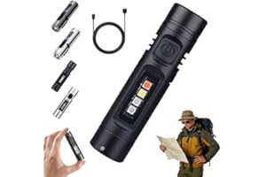 Pocket Rechargeable EDC Flashlight: 500 Lumens Mini Keychain Light with Fire Starter & Window Breaker, Rechargeable Emergency