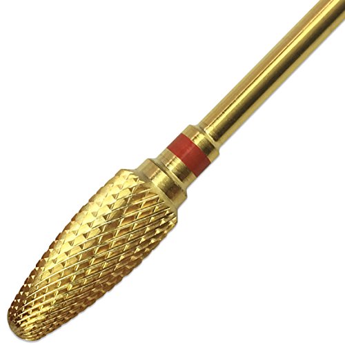 Pana 3/32" Flame Bit Safety Nail Carbide Bit - Gold Color (Grit: Fine - F) for Electric Dremel Drill Machine