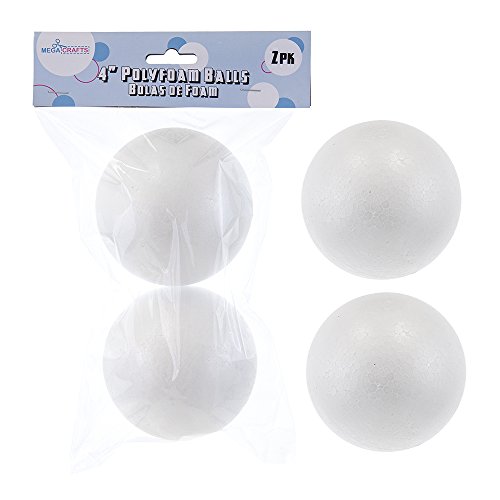 Mega Crafts 12 Pcs Poly Craft Foam 4' Inch Ball | Durable, Solid Polystyrene Balls For Arts & Crafts, Ornaments, School Projects, Knitting & Party Favors | For Kids, Teachers & Artists