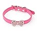 Neonr Bling Rhinestone Bow Tie Pet Cat Dog Collar Necklace Jewelry with Black,Pink,Red,Rose Red,Blue Colour for Small or Middle Cat Dog Pets.(Rose Red)