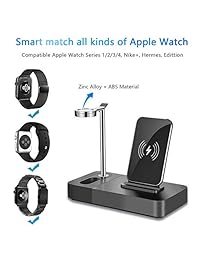 Soporte de carga inalámbrico, soporte de aluminio para reloj 3 en 1, base de carga compatible con iPhone X XS Max 8Plus Samsung Galaxy S9 Plus, compatible con Apple Watch Airpods (incluye adaptador de 5 V 2 A)