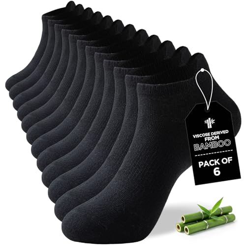 Niorasen Bamboo Trainer Socks for Men and Women 6 Pairs Ankle Sports Casual Socks Anti Blister Running Athletic Breathable Socks Low Cut Walking Short Socks