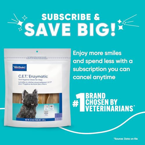 C.E.T. ENZYMATIC ORAL HYGIENE CHEWS FOR DOGS – PLAQUE & TARTAR CONTROL – SINGLE LAYER BEEFHIDE WITH EXCLUSIVE DUAL-ENZYME SYSTEM & TASTY CHICKEN FLAVOR – EASY TO GIVE DOG DENTAL CHEW