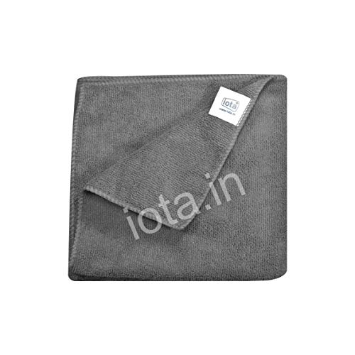 iota Microfiber Cloth – 60×40 cms – 400 GSM Grey – Thick Lint & Streak-Free Multipurpose Cloths – Automotive Microfibre Towels for Car Bike Cleaning Polishing Washing & Detailing