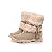 Susanny Women's Winter Fashion Warm Short Booties Casual Outdoor Suede Flat Heel Waterproof Faux Fur Beige Snow Boots 9