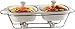 Circleware Ceramic Double Chafer Buffet Food Server Warmer Tray with Handles Glass Lid & Chrome Metal Serving Stand, 1 Quart Each, 16