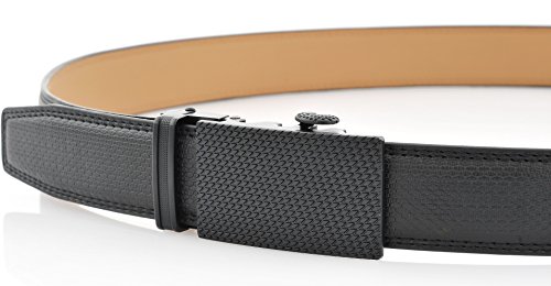 Marino Men's Genuine Leather Ratchet Dress Belt with Automatic Buckle, Enclosed in an Elegant Gift Box - Black - Custom XL: Up to 54" Waist