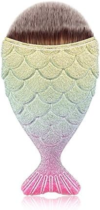 Iskas Chubby Fish Makeup Brush Professional Foundation Make Up Kit Cute Fishtail Beauty Tool for Liquid Powder Cream Cosmetics - Scrub 3D Colored