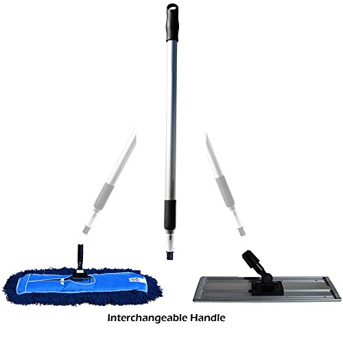 Nine Forty Commercial 24 Inch Floor Mop Set | Microfiber Flat Wet Pad | USA Nylon Dust Head | Handle