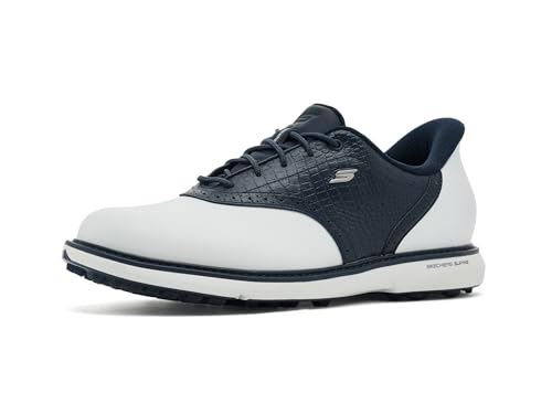 Skechers Donna Go Golf Prestige SL Waterproof Spiked Golf Shoes Slip-in ALLENATRICE, White/Navy, 36.5 EU
