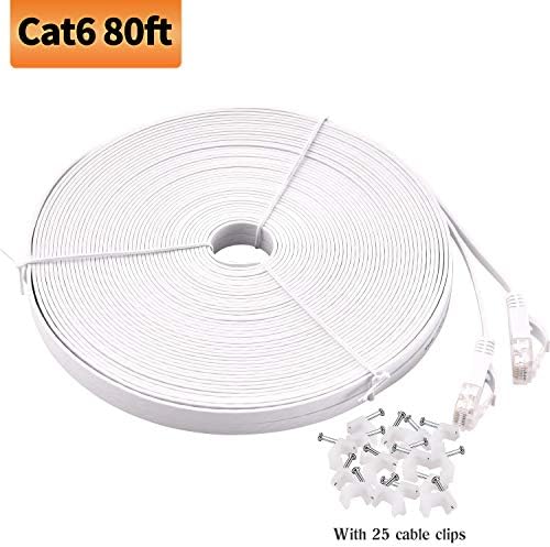 Viodo Compatible with Cat 6 Ethernet Cable,Flat Internet Network LAN Patch Cords, Solid Cat6 High Speed Computer Wire with Clips & Snagless Rj45 - More Feet & Colors Choose