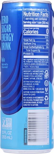 ZEVIA ZERO CALORIE ENERGY DRINK, KOLA, 12 OUNCE CAN