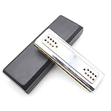 Andoer 2-in-1 Dual-sided Tremolo Harmonica Mouth Organ Dural Key of C&G 24 Double Holes Reed Wind Instrument with Padded Box Cleaning Cloth