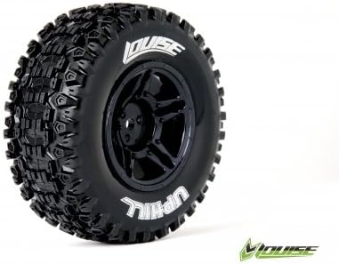 Louise RC #L-T3223SBTF Louise 1/10 SC-UPHILL Performance Short Course Tire Soft / Black Rim (Front) / Mounted for Traxxas Slash