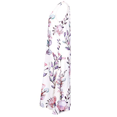CCatyam Plus Size Dresses for Women, Print V-Neck Sexy Tank Skirt Loose Casual Summer Fashion White